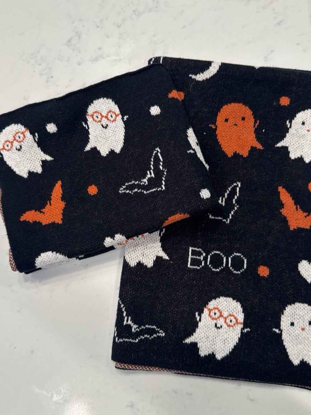 Two Halloween band towels - Black & Orange